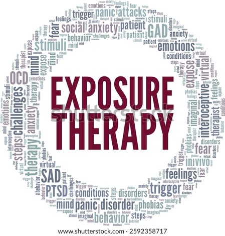 Exposure Therapy word cloud conceptual design isolated on white background.