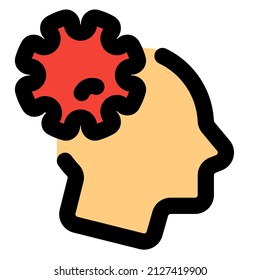 Exposure of virus in human brain isolated in a white background