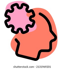 Exposure of virus in human brain isolated in a white background