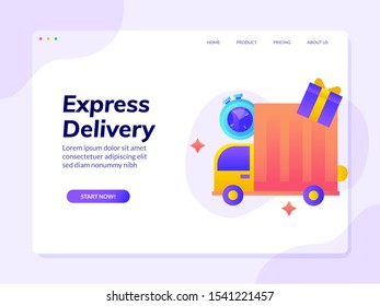 Expres Delivery Website Landing Page Vector Design Illustration Template