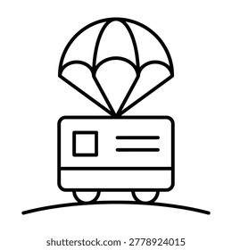 Express air delivery van with parachute for fast shipping logistics urgent package transport shipping box
