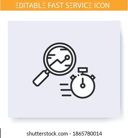 Express Audit Line Icon. Rapid Business Processes Analysis. Quick Research. Quick Services, Short Term, Rapid Work, Time Management Concept. Isolated Vector Illustration. Editable Stroke