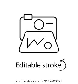 Express camera outline icons set. Tourism idea collection. Customizable linear contour symbol. Editable stroke. Isolated vector stock illustration