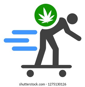 Express cannabis courier vector icon symbol. Flat pictogram is isolated on a white background. Express cannabis courier pictogram designed with simple style.