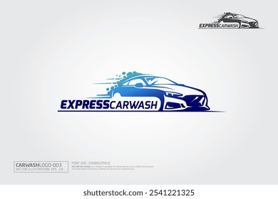 Express Car Wash Vector Logo Illustration. Car Wash Bubbles Service Logo Template.