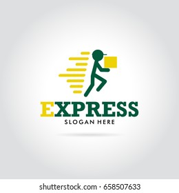 express cargo fast delivery with courier modern concept logo vector illustration