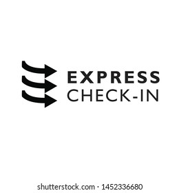 Express check in logo icon with arrows vector for hotels signage reception
