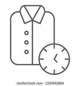 Express cleaning thin line icon, clean and service, shirt sign, vector graphics, a linear pattern on a white background, eps 10.
