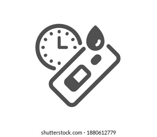 Icono de prueba de Express Covid. Signo de prueba de coronavirus. Símbolo del tubo de prueba de sangre. Elemento de diseño de calidad. Icono de prueba de código de estilo plano. Trazo editable. Vector