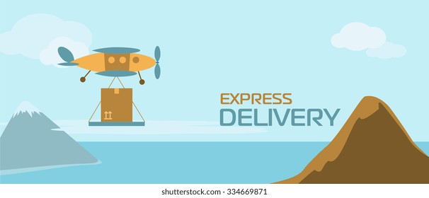 Express delivery anywhere in the world. Fast delivery vector banner for web sites or graphic printed material. Express delivery banner. 