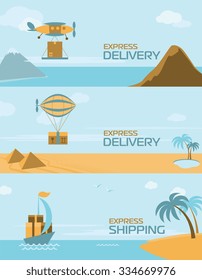 Express delivery anywhere in the world. Fast delivery vector banners for web sites or graphic printed material.
