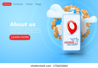 Express delivery application, smartphone service tracking. Vector illustration 