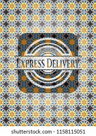 Express Delivery arabesque badge. arabic decoration.