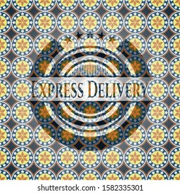 Express Delivery arabesque emblem background. arabic decoration.