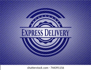 Express Delivery badge with denim texture