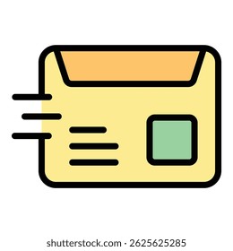 Express delivery box icon outline vector. Package order. Fast service color flat