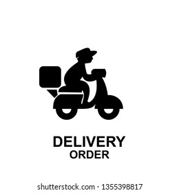 express delivery box logo icon vector template with motor bike scooter man