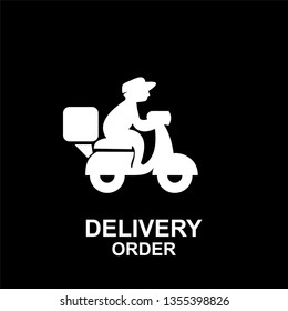 express delivery box logo icon vector template with motor bike scooter man