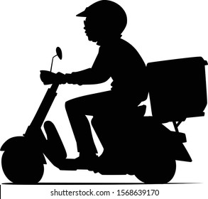 Express Delivery. Delivery boy. Vector illustration. Silhouette