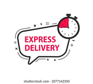 Express delivery bubble. Timer icon with inscription for express service. Delivery concept. Fast delivery. Quick shipping icon. Vector illustration.