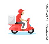 Express Delivery by motorcycle or scooter flat style logo design vector template for company