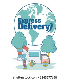 Express delivery cartoon