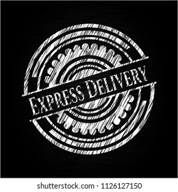 Express Delivery chalkboard emblem on black board