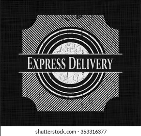 Express Delivery chalkboard emblem on black board