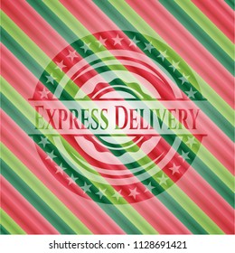 Express Delivery christmas colors style emblem.
