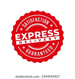 Express delivery circular red stamp frame isolated on white. Vector Illustration