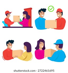 Modelo de pacote de clipart de Distribuição Expressa, para negócios de carga, remessa e entrega.