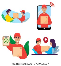 Plantilla de Paquete del Clipart de la entrega expresa, para el negocio del cargo, del envío, y de la entrega.