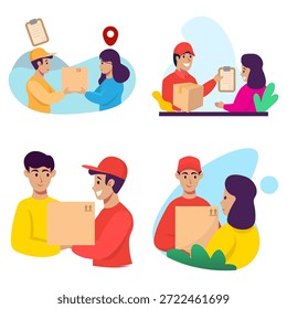 Plantilla de Paquete del Clipart de la entrega expresa, para el negocio del cargo, del envío, y de la entrega.