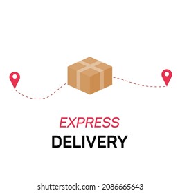 Express delivery concept. Pin box location. Shopping in web store. Online delivery service web banner. E-commerce concept. Vector