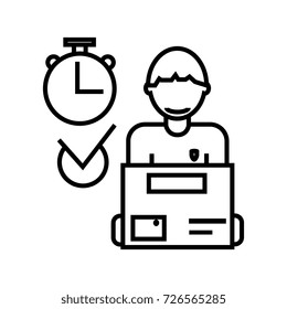 express delivery, courier service, order box vector line icon, sign, illustration on background, editable strokes