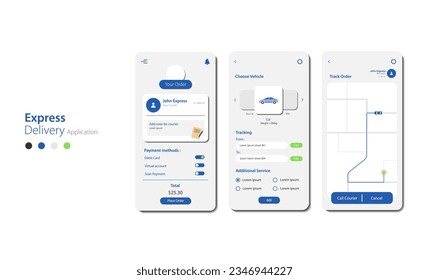 Express Delivery design for mobile app. Graphical user interface for responsive mobile applications