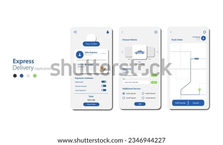 Express Delivery design for mobile app. Graphical user interface for responsive mobile applications