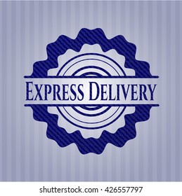 Express Delivery emblem with denim high quality background