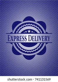 Express Delivery emblem with denim texture
