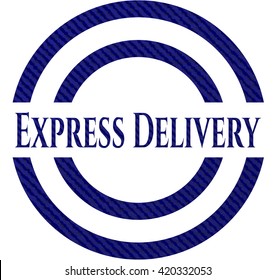 Express-Delivery-Emblem mit weißem Hintergrund