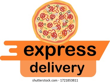 Express delivery. Fast pizza delivery. Online delivery service concept. Flat cartoon style vector illustration.