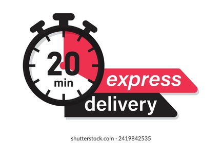 Express delivery fast shipping service vector illustration image with stopwatch in red color. Fast delivery icon for apps and website. Delivery concept. Flat design.