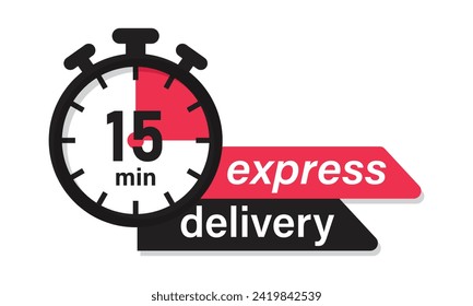 Express delivery fast shipping service vector illustration image with stopwatch in red color. Fast delivery icon for apps and website. Delivery concept. Flat design.