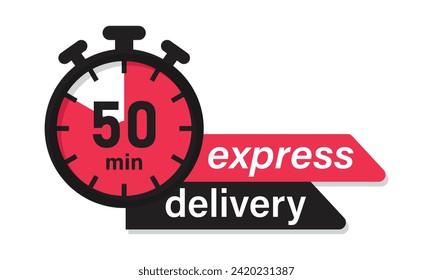 Express delivery fast shipping service vector illustration image with stopwatch in red color. Fast delivery icon for apps and website. Delivery concept. Flat design.