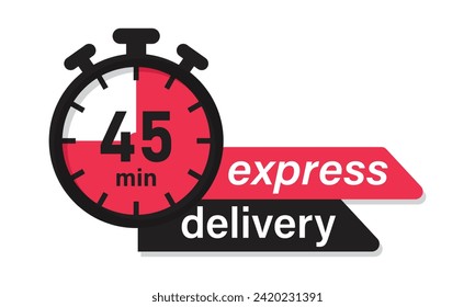 Express delivery fast shipping service vector illustration image with stopwatch in red color. Fast delivery icon for apps and website. Delivery concept. Flat design.