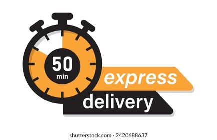 Express delivery fast shipping service vector illustration image with stopwatch in yellow color. Fast delivery icon for apps and website. Delivery concept. Flat design.