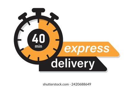 Express delivery fast shipping service vector illustration image with stopwatch in yellow color. Fast delivery icon for apps and website. Delivery concept. Flat design.