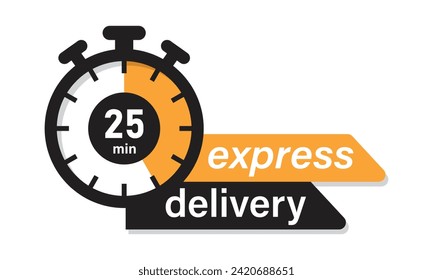 Express delivery fast shipping service vector illustration image with stopwatch in yellow color. Fast delivery icon for apps and website. Delivery concept. Flat design.