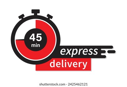 Express delivery fast shipping service vector illustration image with stopwatch in red color. Fast delivery icon for apps and website. Delivery concept. Flat design.