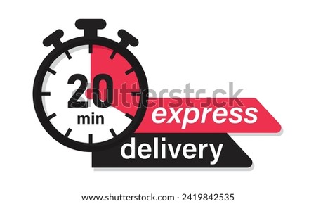 Express delivery fast shipping service vector illustration image with stopwatch in red color. Fast delivery icon for apps and website. Delivery concept. Flat design.